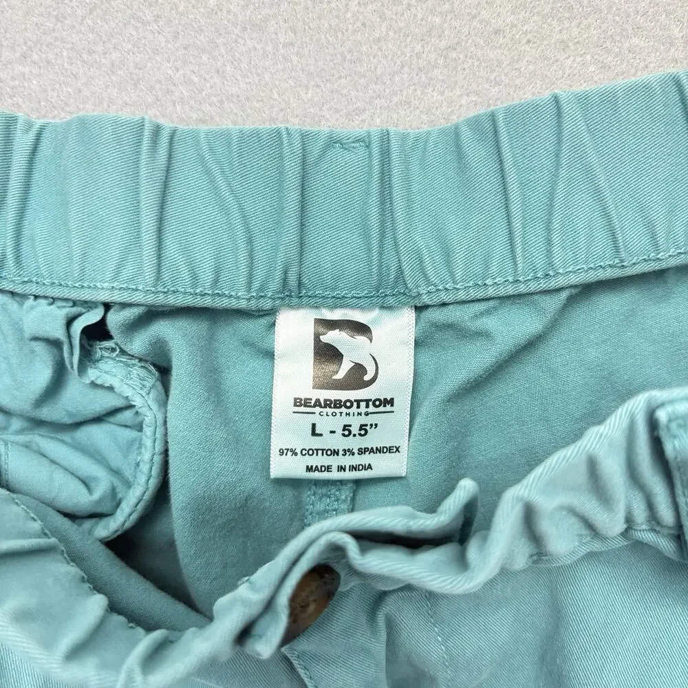 BearBottom Shorts Stretch Elastic Waist 5.5” Chino Shorts (2) Purple Teal Size L